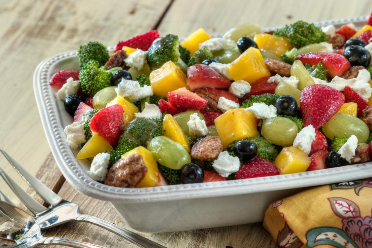 Summer Fruit And Broccoli Salad With Goat Cheese