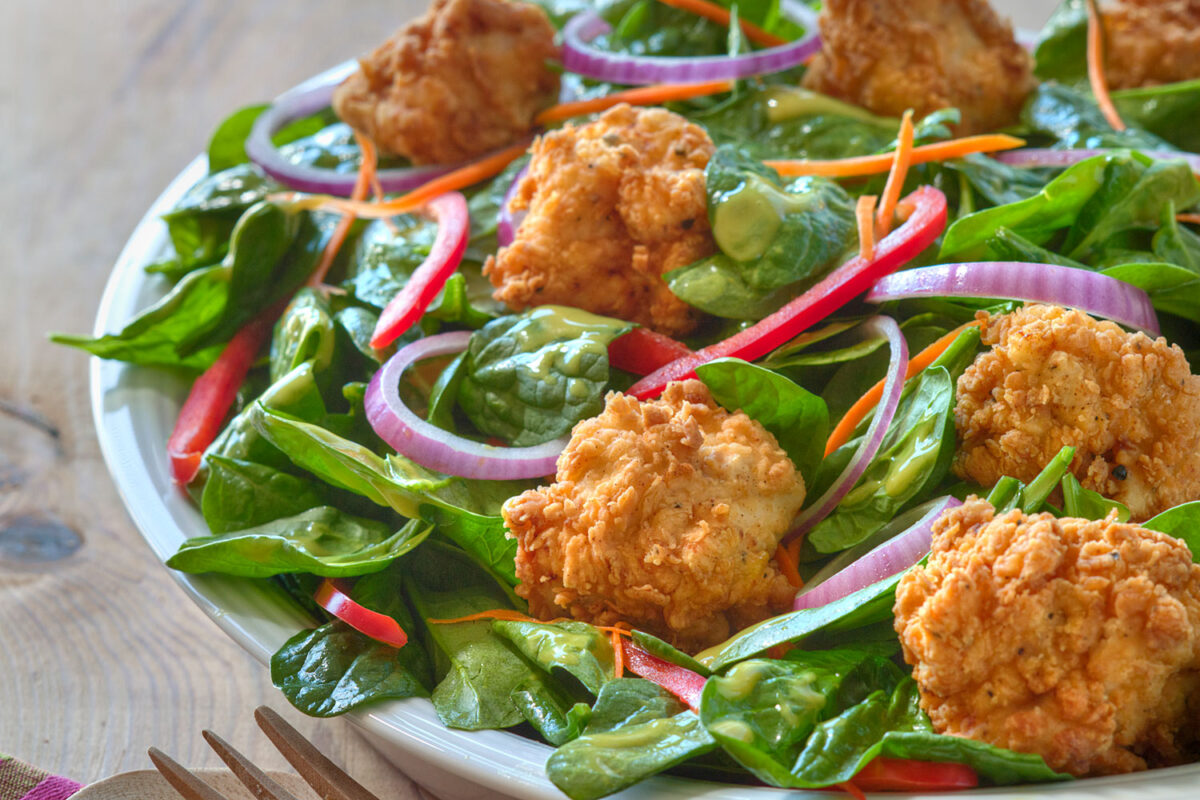 Spinach and Fried Chicken Salad
