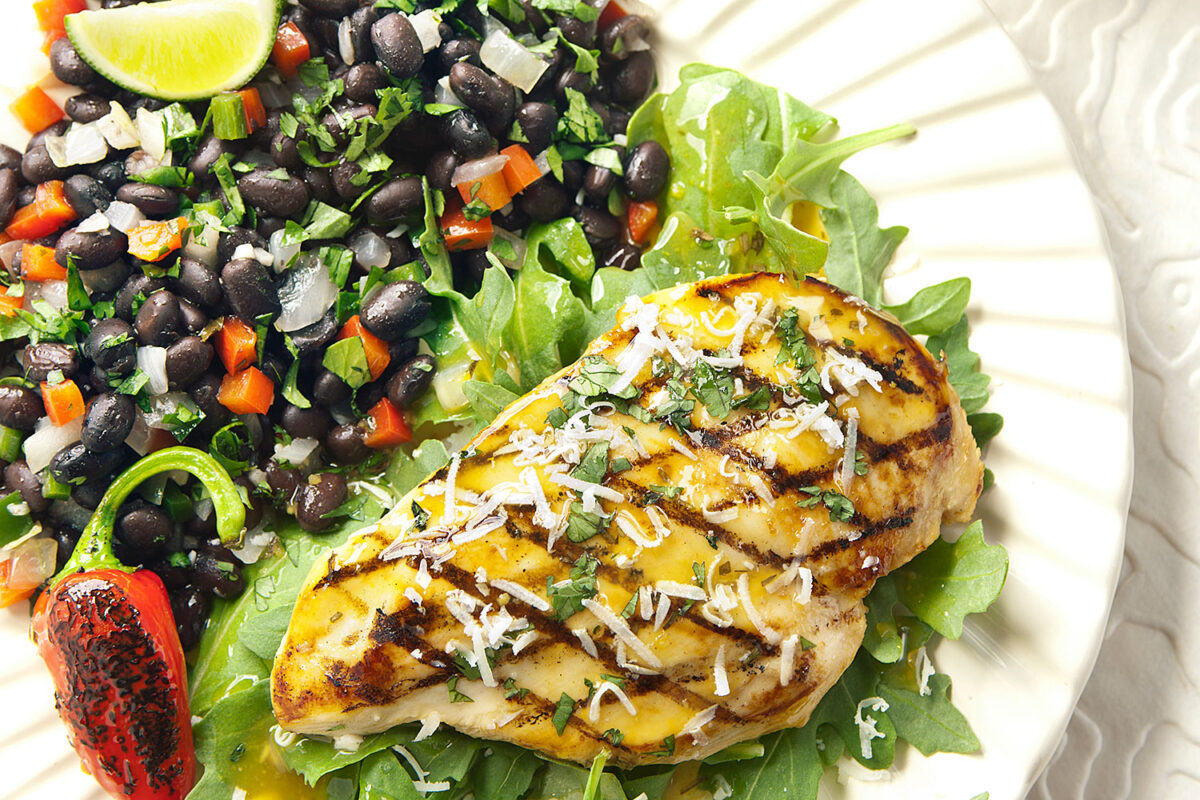 Grilled Chicken with Cilantro and Black Beans