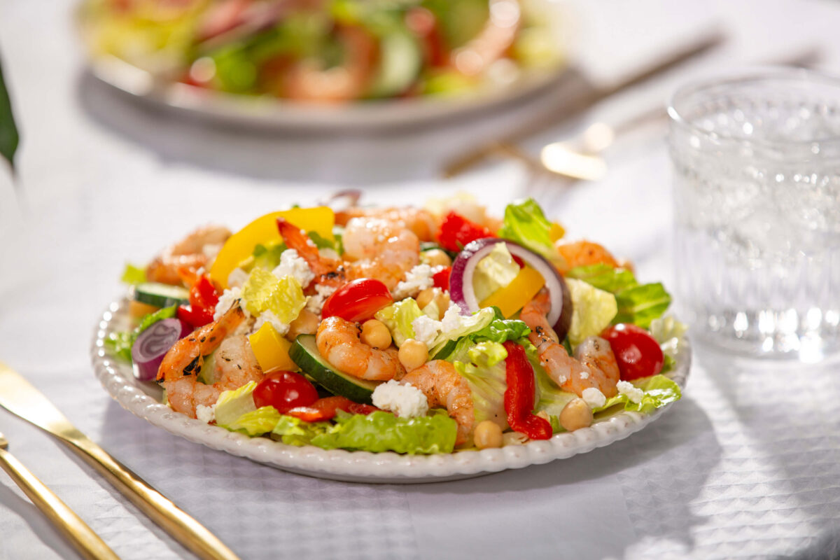 Mediterranean Salad with Citrus Shrimp